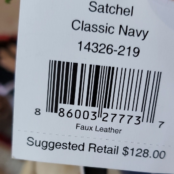 Vera Bradley Blue Satchel with Structured Design and Silver Hardware - Picture 4 of 10